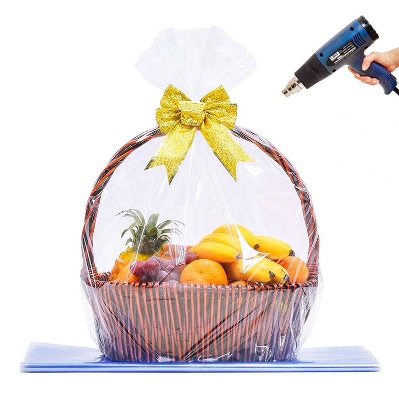LazyMe Extra Large Jumbo Shrink Wrap Cellophane Bags for Gift Baskets - 40x47 Inch Christmas Basket Bags (10 pcs, XXXL) - Image 1